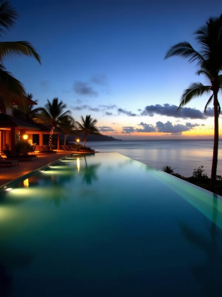 Hawaiian infinity pool at dusk